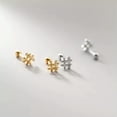 thumbnail image 1 of K-KED 925 Sterling Silver Plain Crystal # Mark Stud Earrings Simple Studs-Gold, 1 of 6