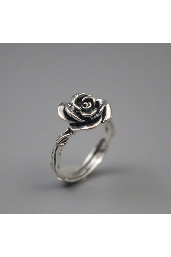 925 Sterling Silver Ring For Women Personality Vintage Rose Flower Ring 5-9