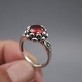 thumbnail image 1 of K-KED 925 Sterling Silver Ring with Red Gem Garnet Lotus Women's Thai Silver Ring 5-9, 1 of 6