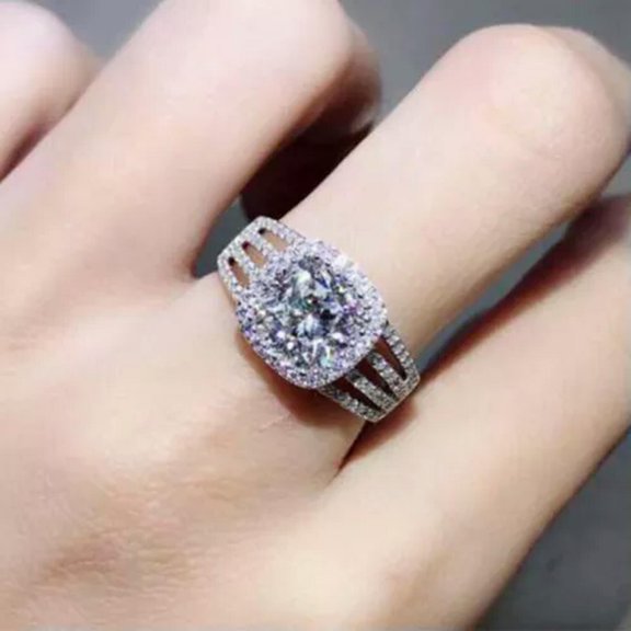 K-KED 925 Sterling Silver Rings Square Zircon Ring Women Delicate Jewelry sz 6-10-8