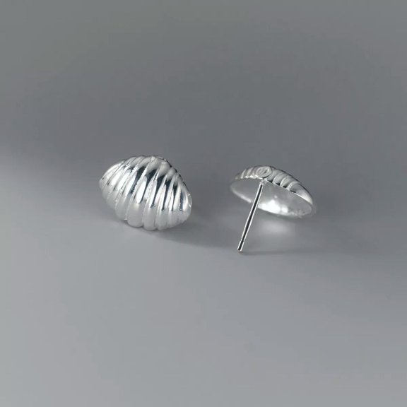 K-KED 925 Sterling Silver lines Shell Shape Drop Stud Earrings