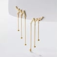 thumbnail image 1 of K-KED 925 Sterling Solid Silver Crystal Wave Beads Tassel Dangle Drop Stud Earrings-Silver, 1 of 7