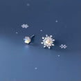 thumbnail image 1 of K-KED 925 Sterling Solid Silver Cute Small Tiny Asymmetric Snowflake Stud Earrings-Rose Gold, 1 of 6