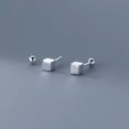 thumbnail image 1 of K-KED 925 Sterling Solid Silver Plain Matt 4mm Square Stud Earrings Studs Screw Backs, 1 of 6