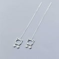 thumbnail image 1 of K-KED 925 Sterling Solid Silver Threader-Ear thread-Pull through earring Cat Drop, 1 of 5