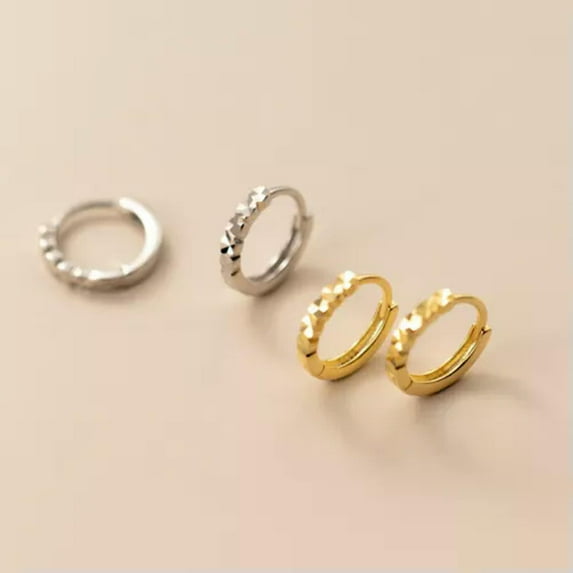 K-KED 925 sterling Silver earrings hoop huggie earrings womens jewellery-Gold