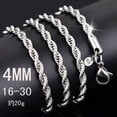 thumbnail image 1 of K-KED 925Sterling Silver Fashion Flash Wrested Rope Chains Necklace 4mm 16"-30"-28, 1 of 7