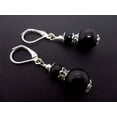 thumbnail image 1 of K-KED A PAIR OF 6-10mm BLACK ONYX DROP DANGLY LEVERBACK HOOK EARRINGS. NEW., 1 of 5