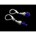 thumbnail image 1 of K-KED A PAIR OF DANGLY 10MM ROYAL BLUE JADE SILVER PLATED LEVERBACK HOOK EARRINGS., 1 of 5