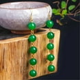 thumbnail image 1 of K-KED A Pair Jade Chrysoprase Beads Gemstone Earrings Ear Wire 18k Ear Hook Women, 1 of 5