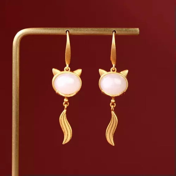 K-KED A Variety of Palace Enamel Colored Earrings with Tassels Inlaid Classic Long Ear-#33