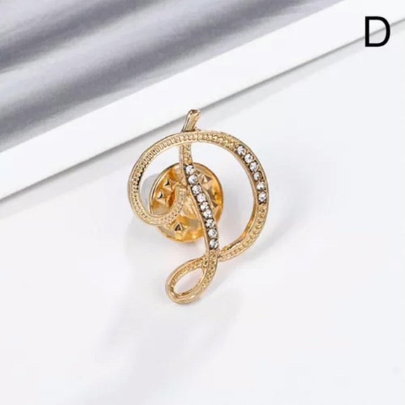 K-KED A-Z 26 Alphabet Rhinestone Crystal English Letter Bridal Pin Brooch Accessories-D