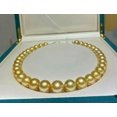 thumbnail image 1 of K-KED AAA 10-11mm Natural Real Round South Sea Deep Golden Pearl Necklace 18in, 1 of 3