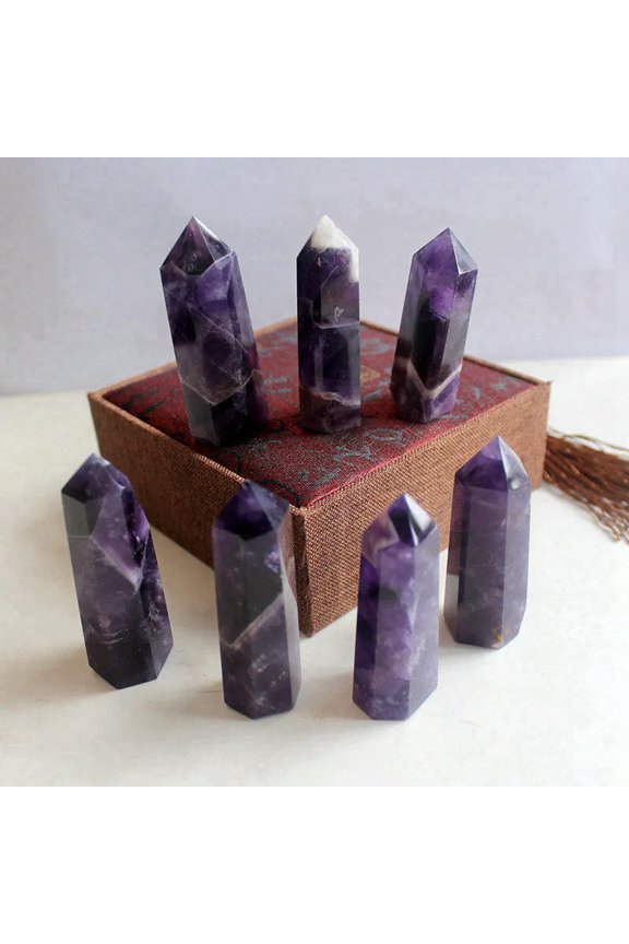 AAA 50-60mm Natural Dream Amethyst Quartz Crystal Point Wand Healing Stone Reiki-default