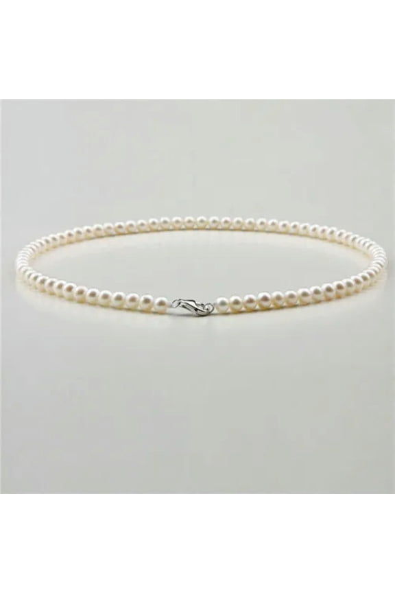 AAA 6-5 MM SOUTH SEA NATURAL White PEARL NECKLACE 925 silver clasp -17 inch