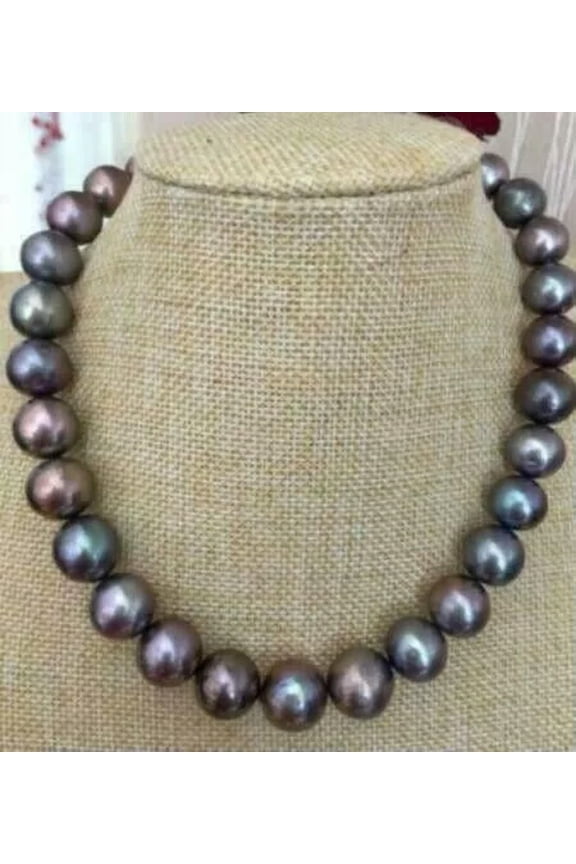 AAA Luster 9-10mm Real Natural Tahitian Black Pearl Necklace 20" 14k Clasp