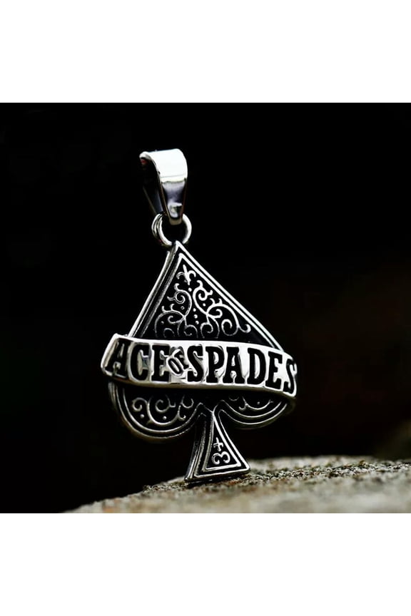 ACE of SPADES Poker Card Cool Pendant Stainless Steel Men's Biker Lucky Necklace