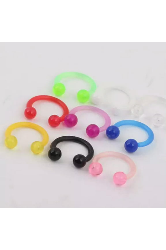 Acrylic Nose Rings Earrings Body Delicate Jewelry Non Piercing Hoop Candy Color -Red