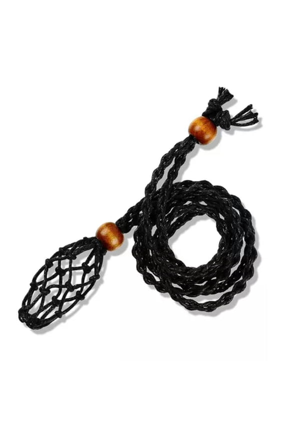 Adjustable Empty Stone Holder Cords Crystal Cage Holder Rope Pendant Delicate Jewelry DIY-Black