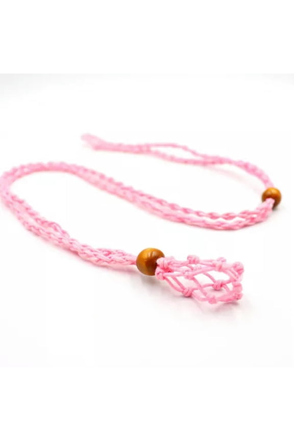 Adjustable Empty Stone Holder Cords Crystal Cage Holder Rope Pendant Delicate Jewelry DIY-Pink