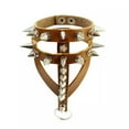thumbnail image 1 of K-KED Adjustable PU Leather Bracelet with Spikes - Punk Gothic Studded Wristband-Coffee, 1 of 9