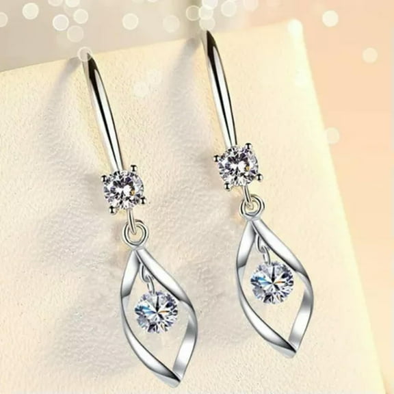 K-KED Adorable 925 Silver Drop Earring 3 Color Round Cut Cubic Zircon Women Jewelry-White