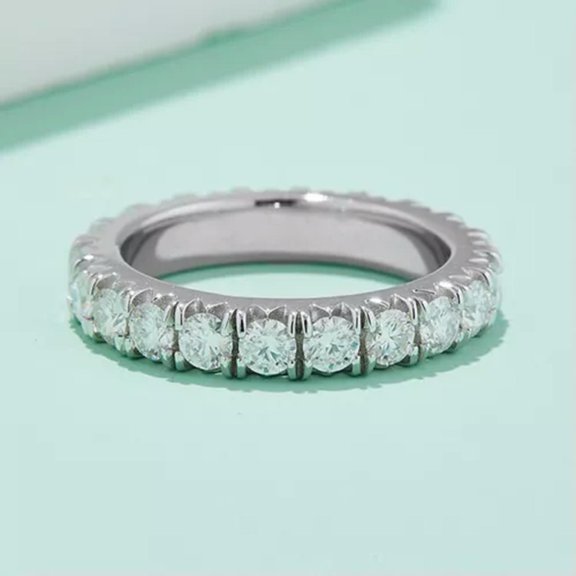 K-KED All-Around Full Eternity Band Ring with Round Infinite Elements 3mm Moissanite