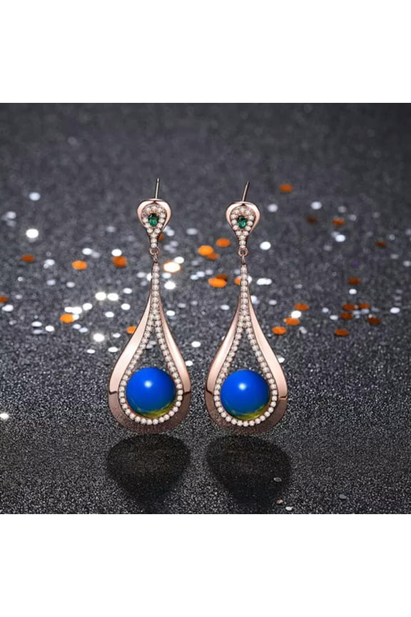 Amber Water Drop Earrings 925 Silver Delicate Jewelry Natural Ear Studs Women Blue