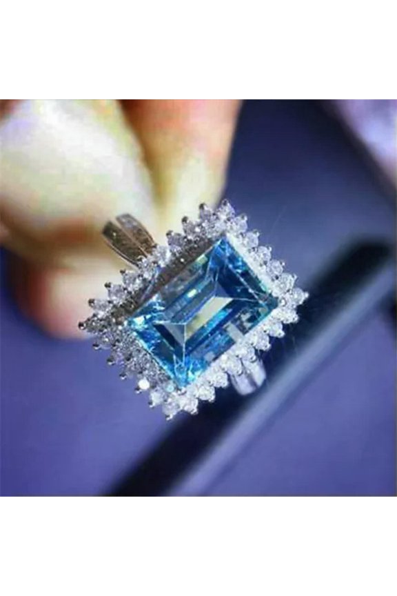 Antique Delicate Jewelry 925 Silver Crystal Stone Ring Proposal Engagement Jewelry-7-#7