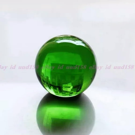 K-KED Asian Rare Natural Quartz Clear Magic Crystal Healing Ball Sphere 40mm-GREEN
