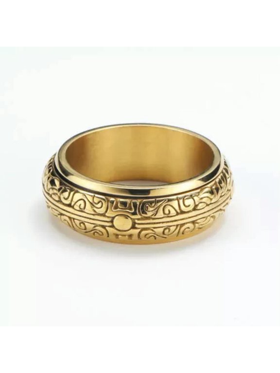 Astronomical Ball Pattern Personalized Rotating Stainless Steel Rings Size 6-13-6-Gold