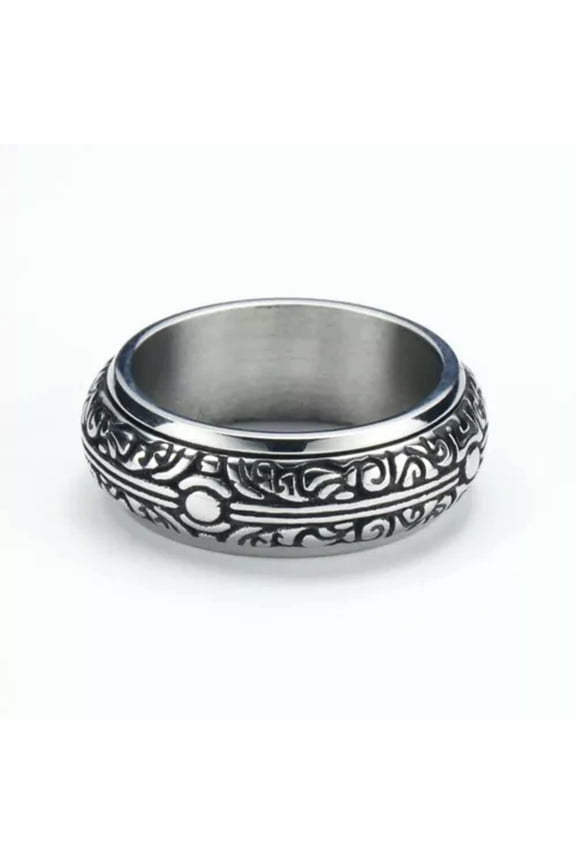Astronomical Ball Pattern Personalized Rotating Stainless Steel Rings Size 6-13-6-Silver