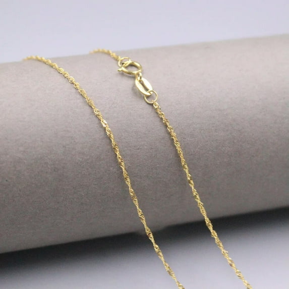K-KED Au750 Real 18K Yellow Gold Necklace For Women 1.0mm Singapore Chain 18INCHL Gift
