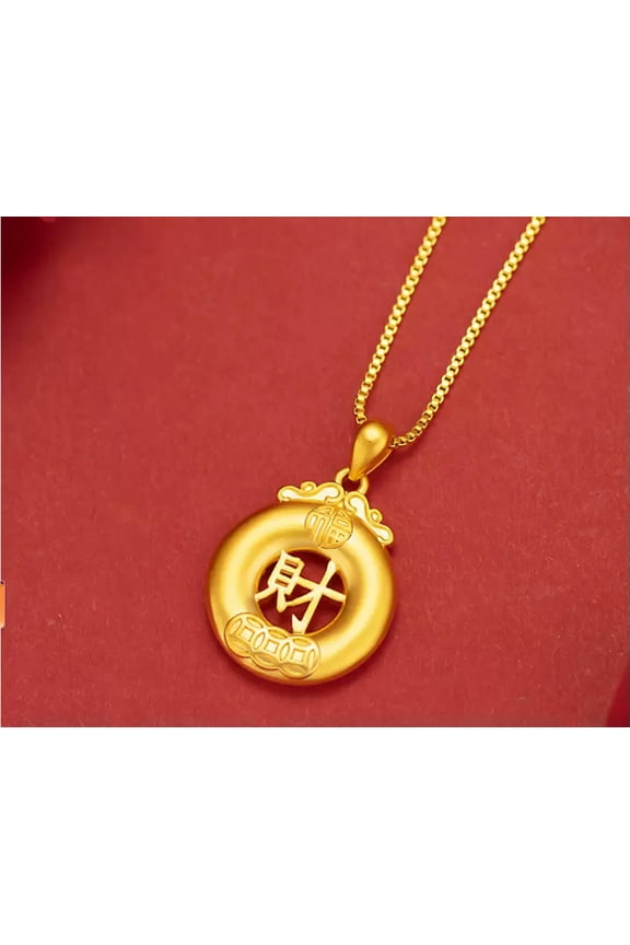 Auspicious and safe 24K Yellow Gold GP Filled NecklaceJewelry