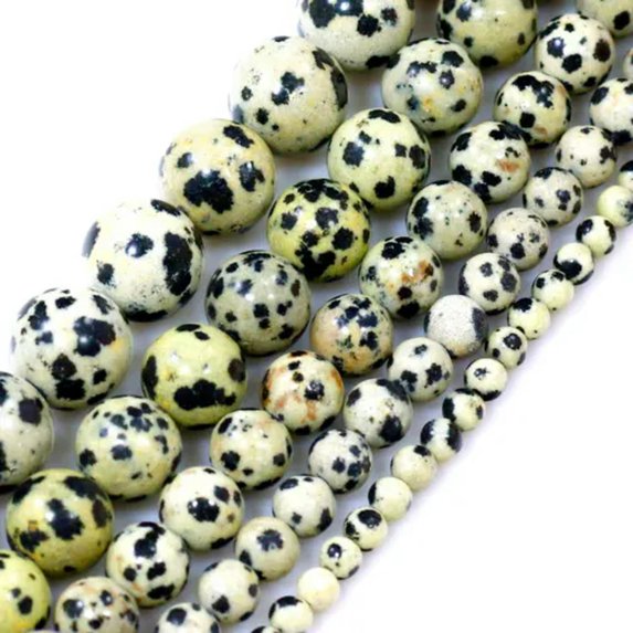 K-KED Beautiful Dalmatian Jasper Round Beads 15" 6mm 8mm 10mm Pick Size-8 mm