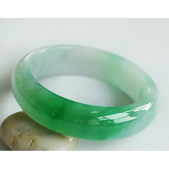 K-KED Beautiful Natural Green Jade Jadeite Gemstone Bangle Bracelet 56-64mm Jewelry-60-62mm