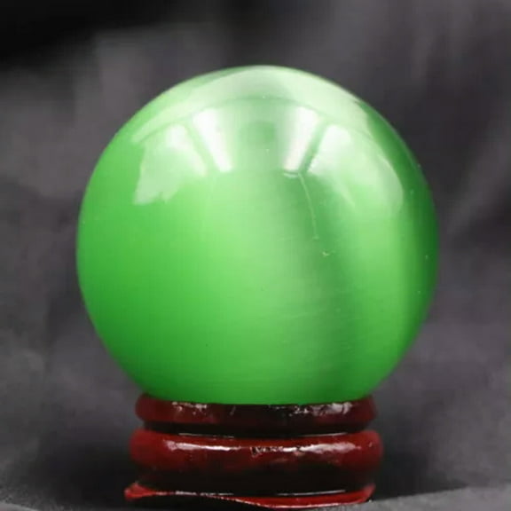 K-KED Beautiful Rare Natural Cat's Eye Stone Balls Quartz Crystal Reiki Healing Sphere-40 mm-Green