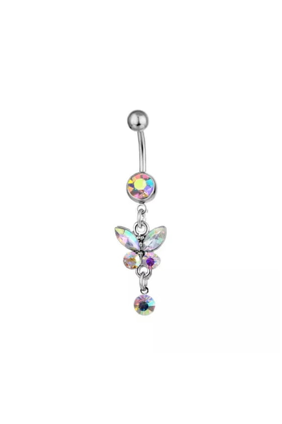 Belly Bars Navel Rings Rhinestones Gems Belly Button Bar Body Piercing Jewelry-Mixcolor