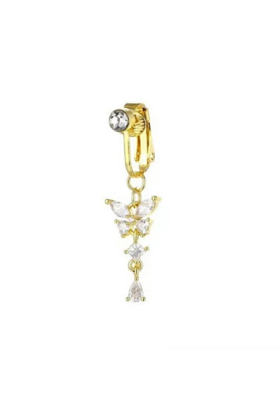 Belly Button Rings Clip on Non-Piercing Fake Nose Ring Magnetic New-golden