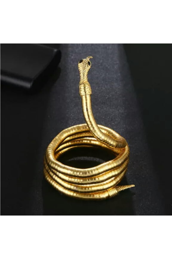 Bendable Snake Bracelet Necklace for Women Adjustable Punk Medusa Snake Choker-Gold