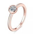 thumbnail image 1 of K-KED Bezel Setting 0.5ct Round Moissanite Ring Women Sterling Silver Solitaire Rings, 1 of 9