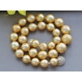 thumbnail image 1 of K-KED Big 17" 12-16mm Round Golden Edison Keshi Pearl Necklace CZ, 1 of 3