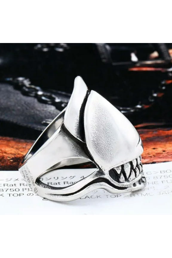 Big Skull Head Ring Alien Skull Ring Stainless Steel Men's Gothic Ring Size 7-13-7