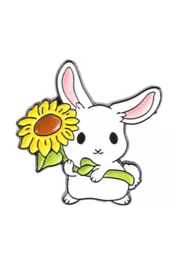 Big-eared Rabbit Enamel Pins Custom Cute Docile Animals Brooch Lapel Badge Gifts-2