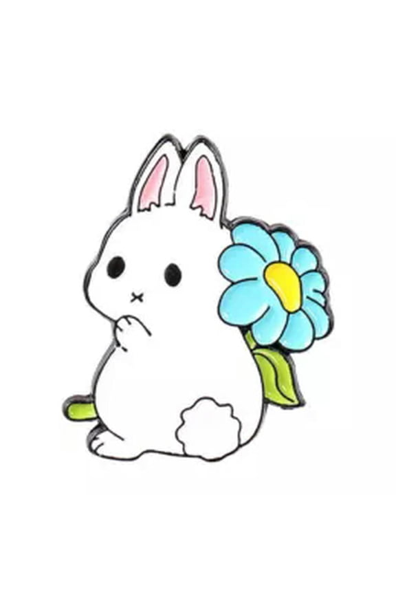 Big-eared Rabbit Enamel Pins Custom Cute Docile Animals Brooch Lapel Badge Gifts-4