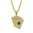 thumbnail image 1 of K-KED Biker Casino Lucky Poker Straight Flush Pendant Necklace Jewelry-Gold, 1 of 6