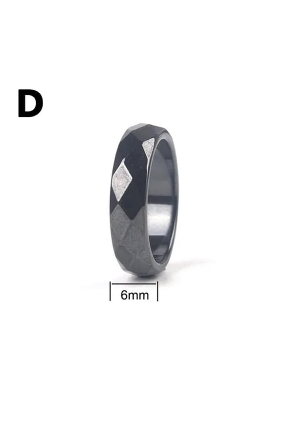 Black Hematite Magnetic Healing Ring Band Women Men Delicate Jewelry Accesseries #6-12-Section(6T)-12