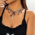 thumbnail image 1 of K-KED Black Lace Choker Necklace Collar Bib Gothic Punk Cross Victorian Steampunk Gift, 1 of 6