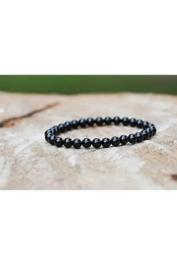 Black Obsidian 4mm Round Gemstone Beaded Healing Protection Women Bracelet Gift