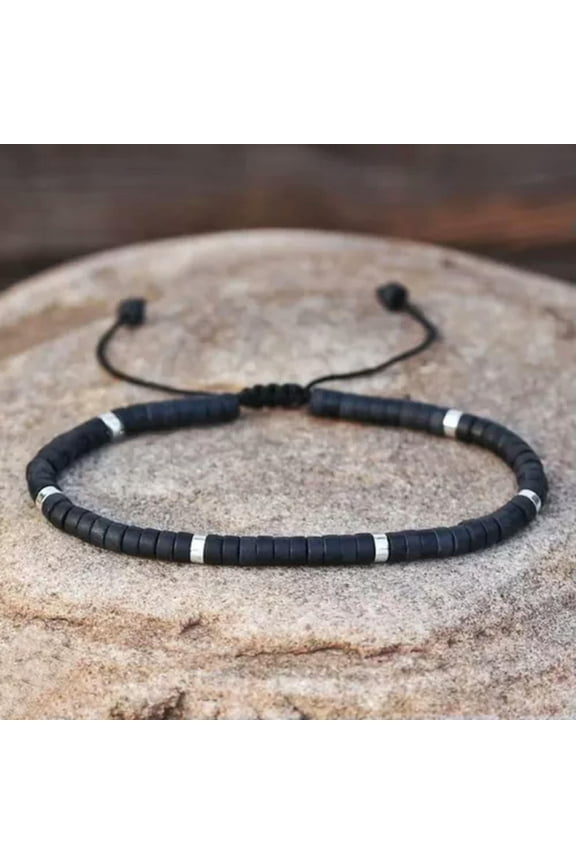 Black Onyx 2x4mm Healing Chakra Strength Protection Minimalist Bracelet Gift